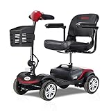 300W Compact Mobility Scooters for Adults -Electric Powered Mobile Wheelchair Device for Elderly- 18 in Width Seat - 4 Wheel - Red