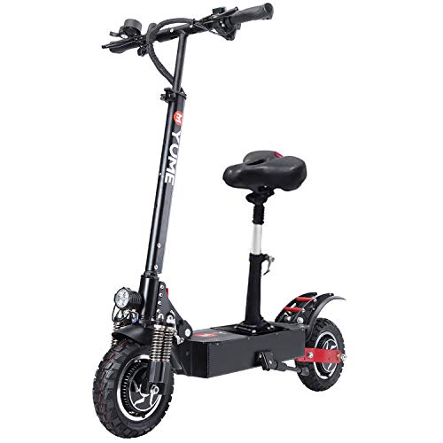 [USA Warehouse] YUME D5 Electric Scooter for Adult Dual Motors 23.4AH Battery 52V 2400W up to 40 MPH 40 Miles Foldable Sports Scooter 10" Off Road Tires 330lbs Max Loading with Removable Seat Scooters 