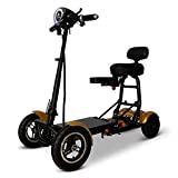 Fold and Travel Mobility Scooters for Adults 4 Wheel Long Range Mobility Scooter Electric Wheelchair Power (Gold)