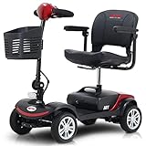 Metro Mobility Folding Mobility Scooter for Seniors 4 Wheel Scooter for Adults Electric Medical Scooter Compact for Travel with 9' Big Pneumatic Tires Patriot Red
