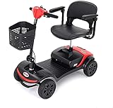 Electric Mobility Scooter - Max Speed 5 Mph, Max Load 265lbs Wheelchair Device for Travel, Adults, Elderly - Foldable Tiller with Cup Holders & USB Charging Port