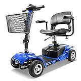 Furgle 4 Wheel Mobility Scooter Electric Power Mobile Wheelchair for Seniors Adult - Collapsible and Compact Duty Travel Scooter w/Basket and Long Range Power Extended Battery (Black)